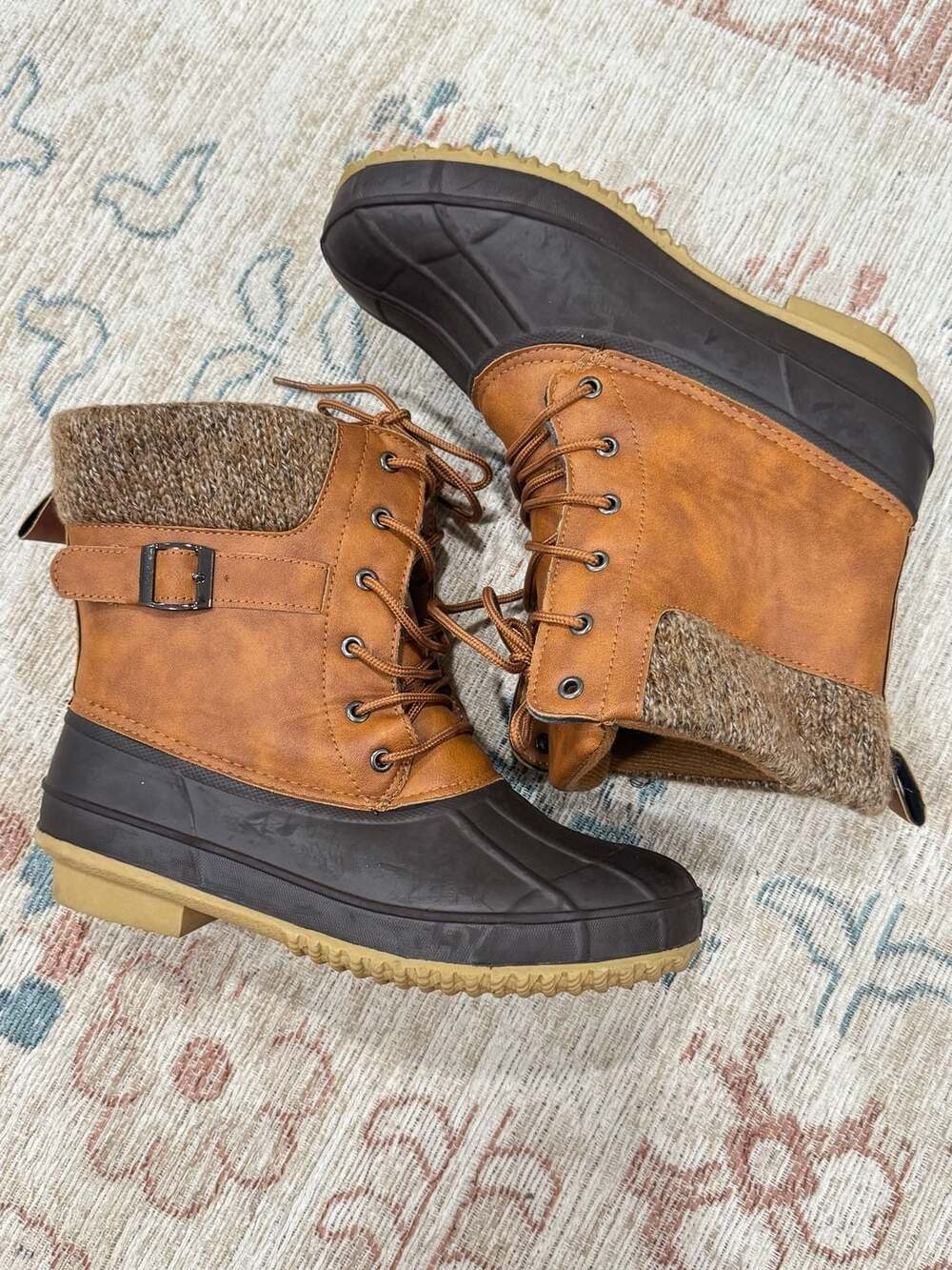 Torrid Duck Boots Womens Size 10 Waterproof Lace Up Sweater Cuff Winter Cozy